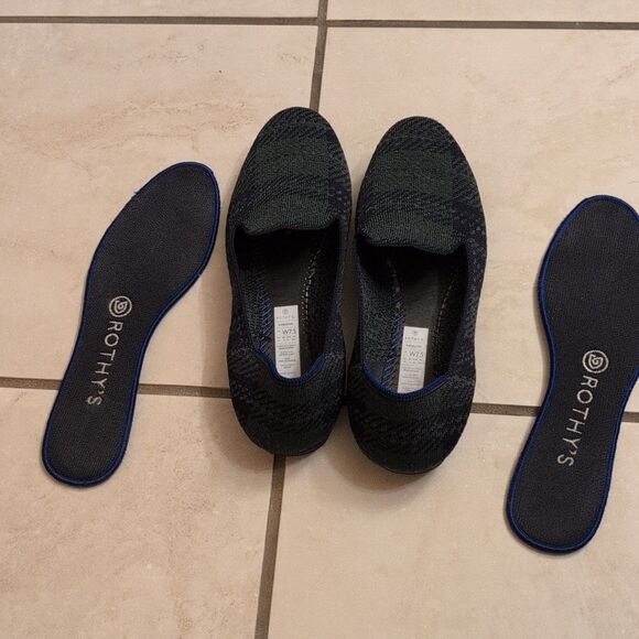 ROTHY’S The Loafer Knit Forest Tartan Limited Edition Holiday Rare Green 7.5 - Picture 10 of 11